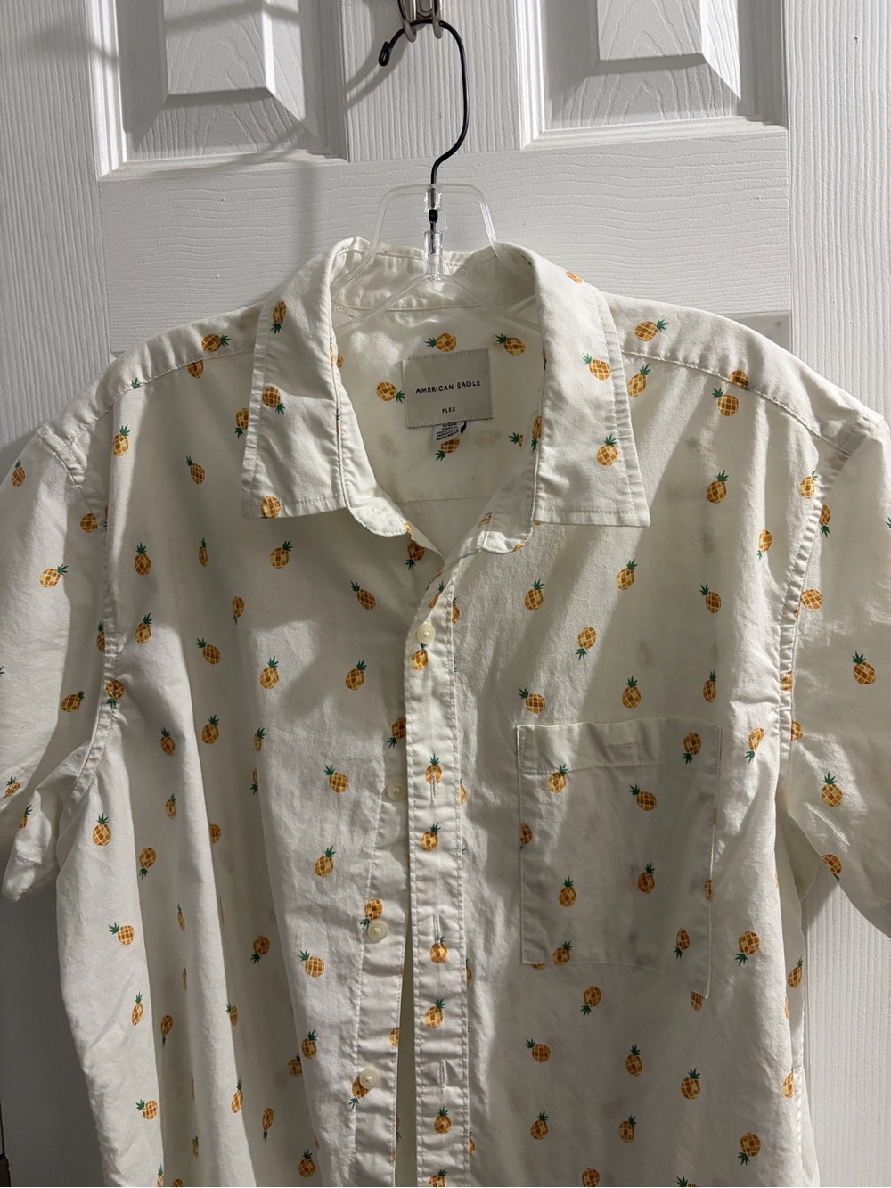 American Eagle Outfitters White Button-Up Shirt with Pineapple Print